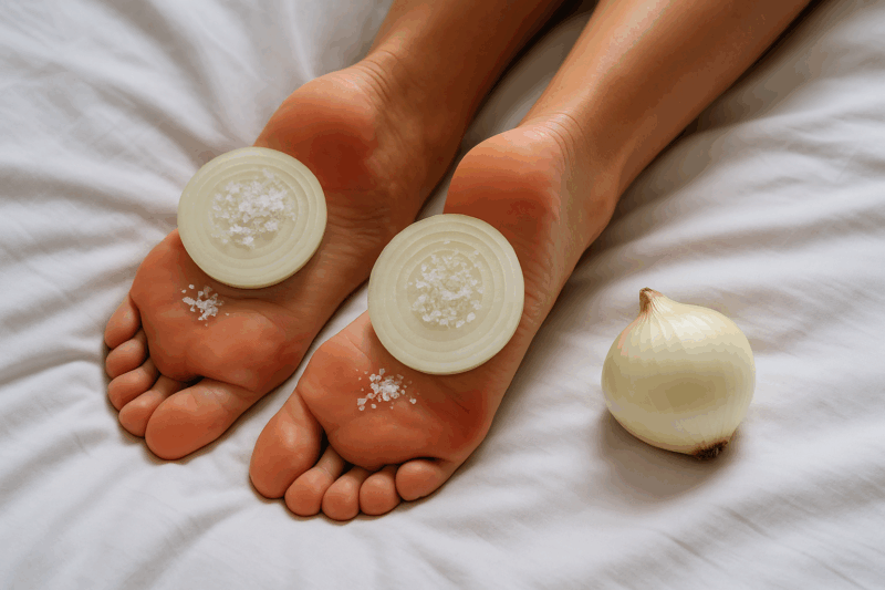 Cosa succede se metti fette di cipolla con sale sui piedi prima di andare a letto