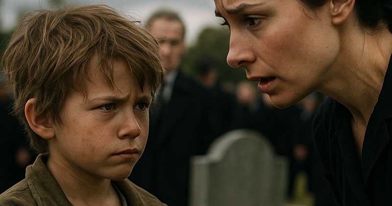 Un bambino senza fissa dimora irrompe al funerale, indica la figlia del defunto e dice: