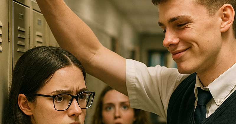 Il ragazzo-problema della scuola continua a infastidire la nuova ragazza