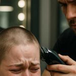 Una ragazza è andata dal parrucchiere per radersi i capelli che cadevano dopo la chemioterapia
