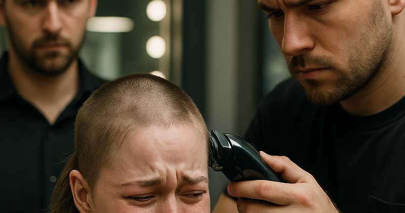 Una ragazza è andata dal parrucchiere per radersi i capelli che cadevano dopo la chemioterapia