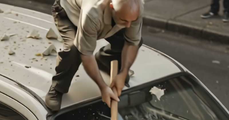 Un uomo stava sul tetto di un’auto
