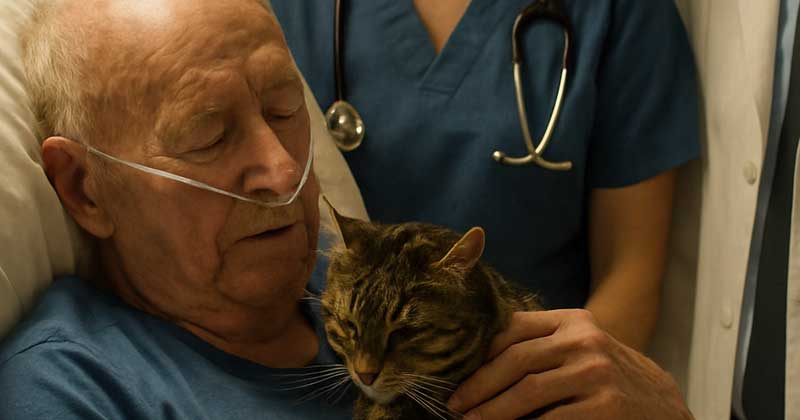 Prima di un’operazione complicata, un uomo ha chiesto qualche minuto per salutare il suo gatto