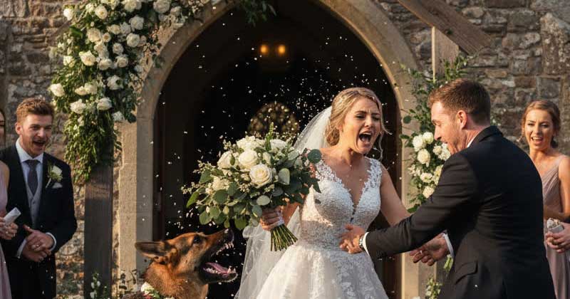 Durante il matrimonio, il cane ha morso la sposa alla mano inaspettatamente