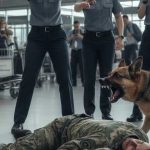 Le persone in aeroporto hanno notato un uomo in uniforme disteso a terra