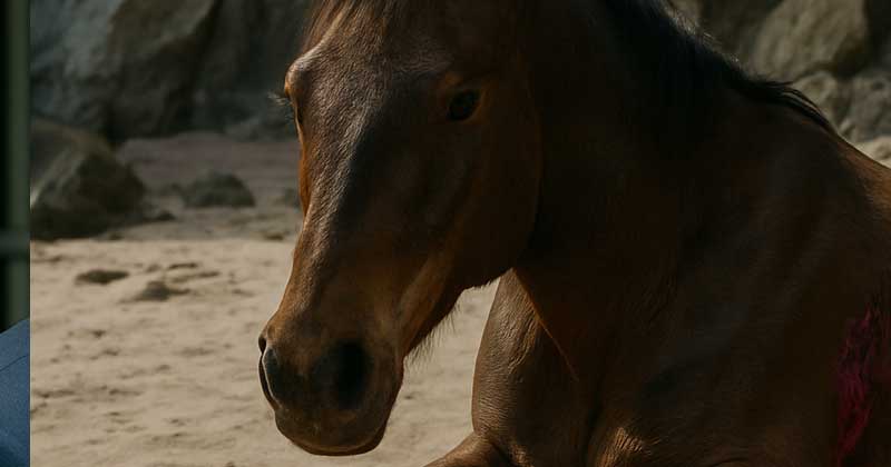 Credevano fosse solo un cavallo ferito, disteso a terra… fino a quando non scoprirono cosa stava proteggendo sotto il suo corpo.