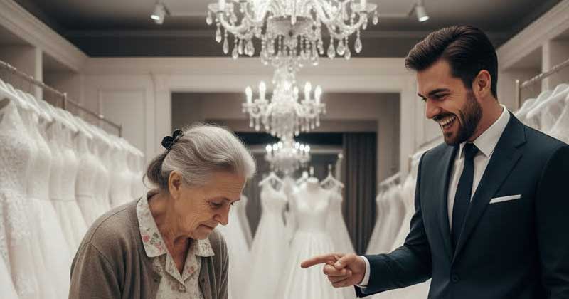 In un pomeriggio tranquillo, il negozio di abiti da sposa era quasi vuoto