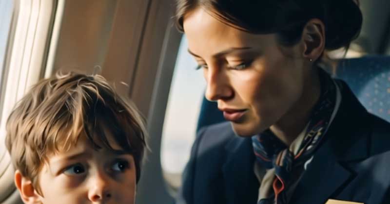 Un ragazzino ha fatto un segno strano con la mano in aereo