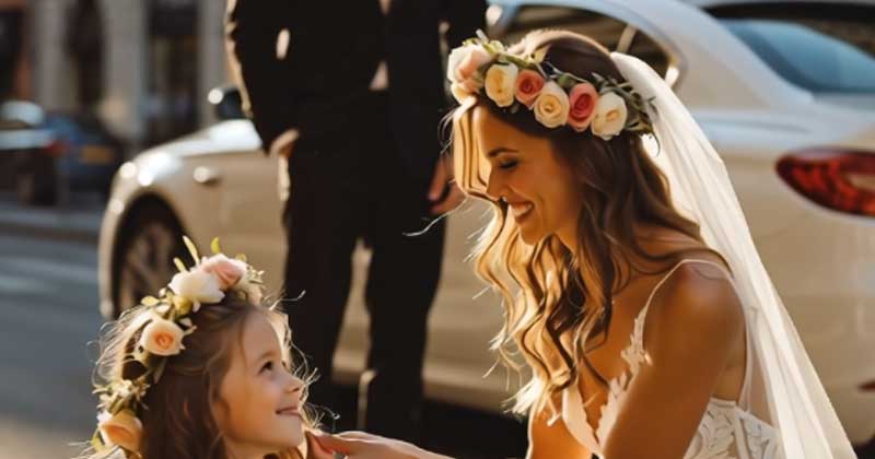 Durante il matrimonio, una bambina è venuta con un mazzo di margherite e ha chiesto una moneta
