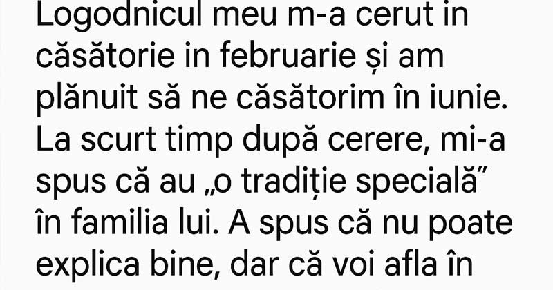 Il mio fidanzato aveva una “tradizione” che escludeva tutte le donne dal nostro matrimonio