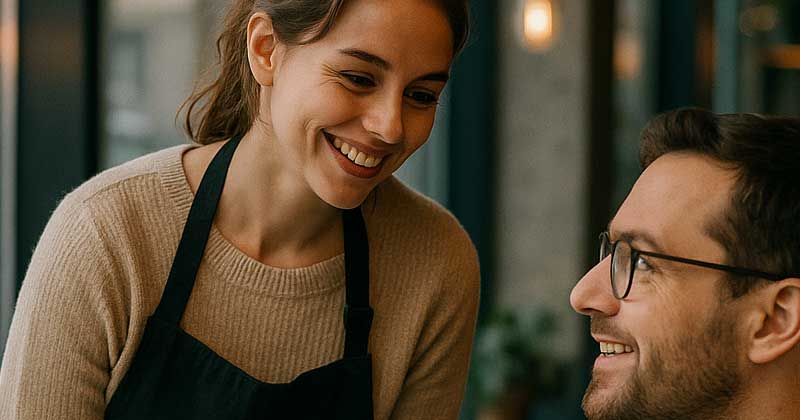 Una barista risolve il problema di un cliente in 6 lingue