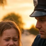 Una bambina scalza è corsa in strada e ha fermato la polizia