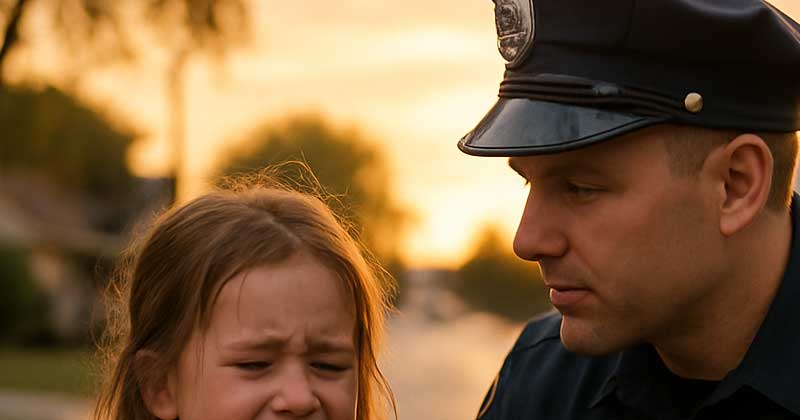 Una bambina scalza è corsa in strada e ha fermato la polizia