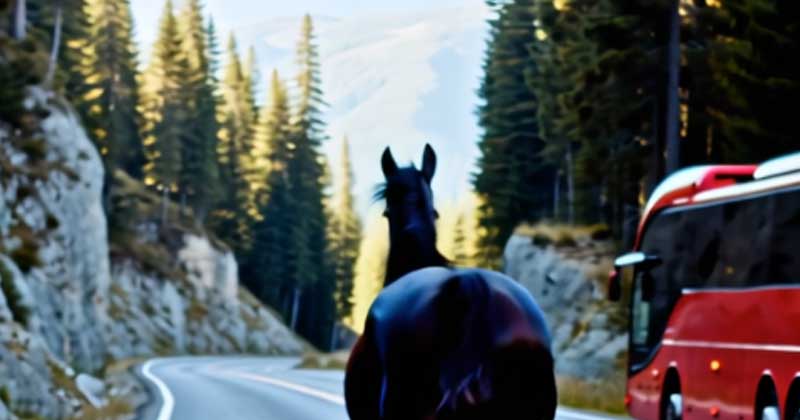 Le persone sull’autobus hanno notato un cavallo che correva accanto