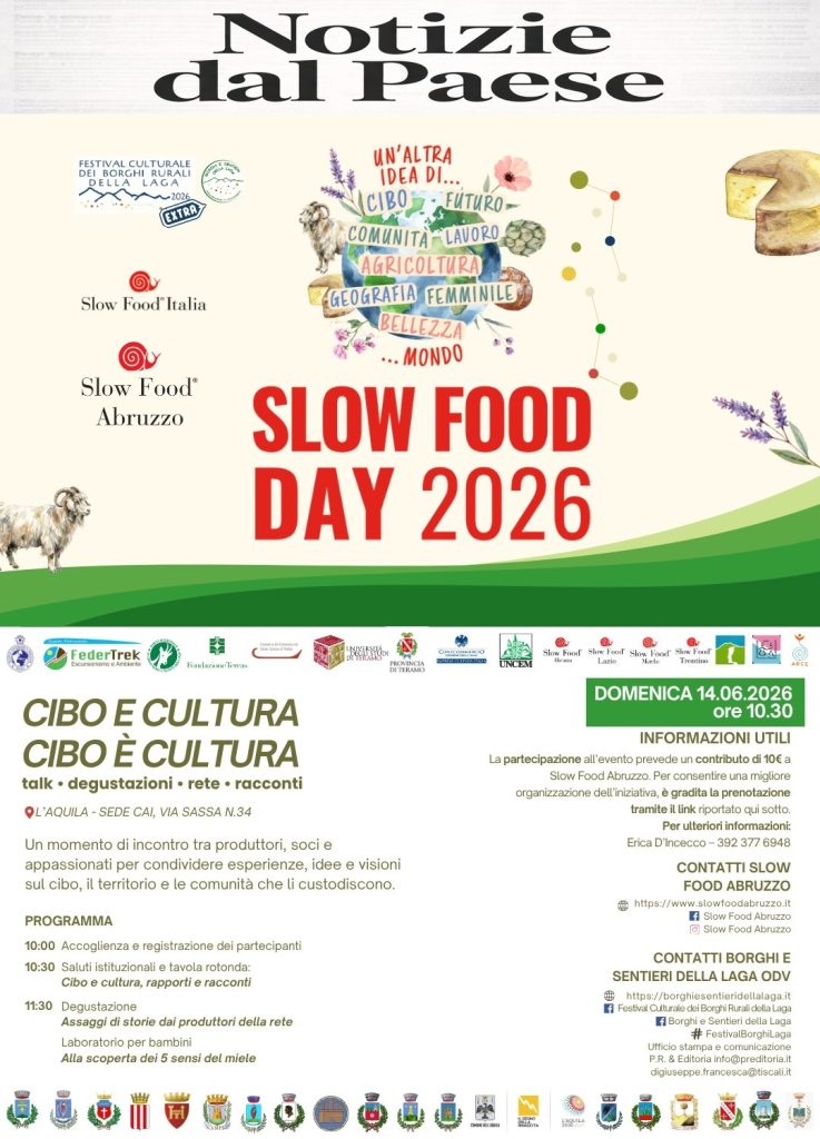 L’Aquila: “Slow Food Day” al Festival dei Borghi Rurali della Laga